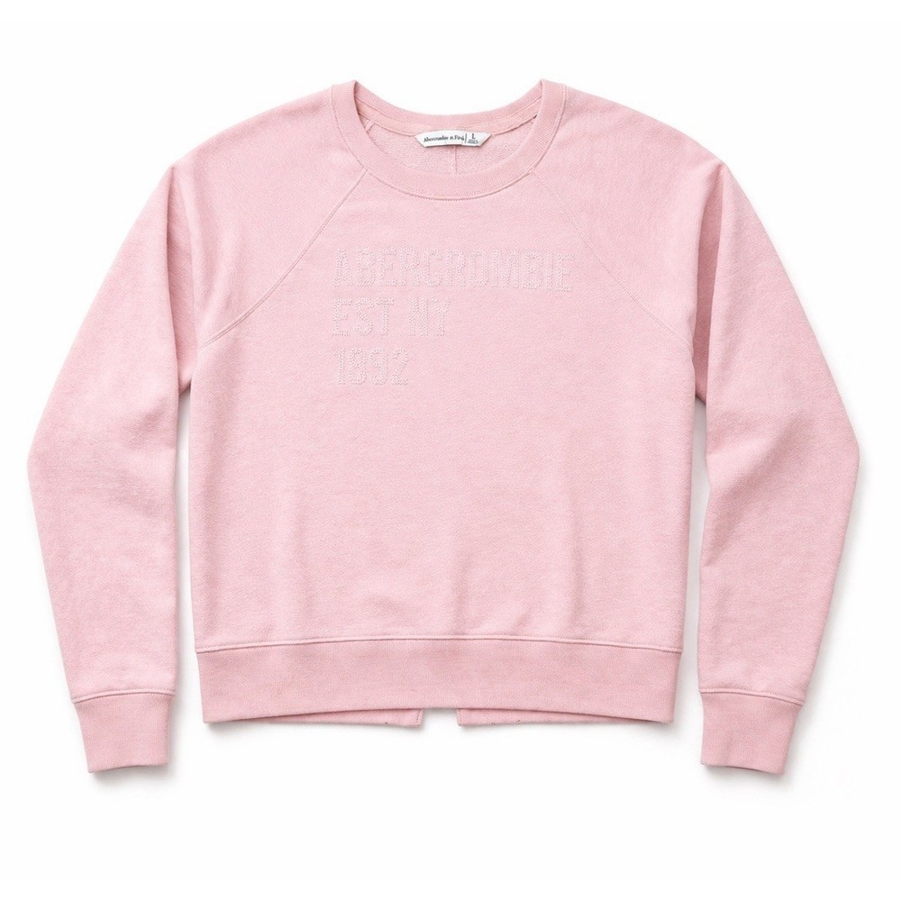 Abercrombie Pink Crewneck Sweatshirt Womens Large Logo Graphic Soft Casual